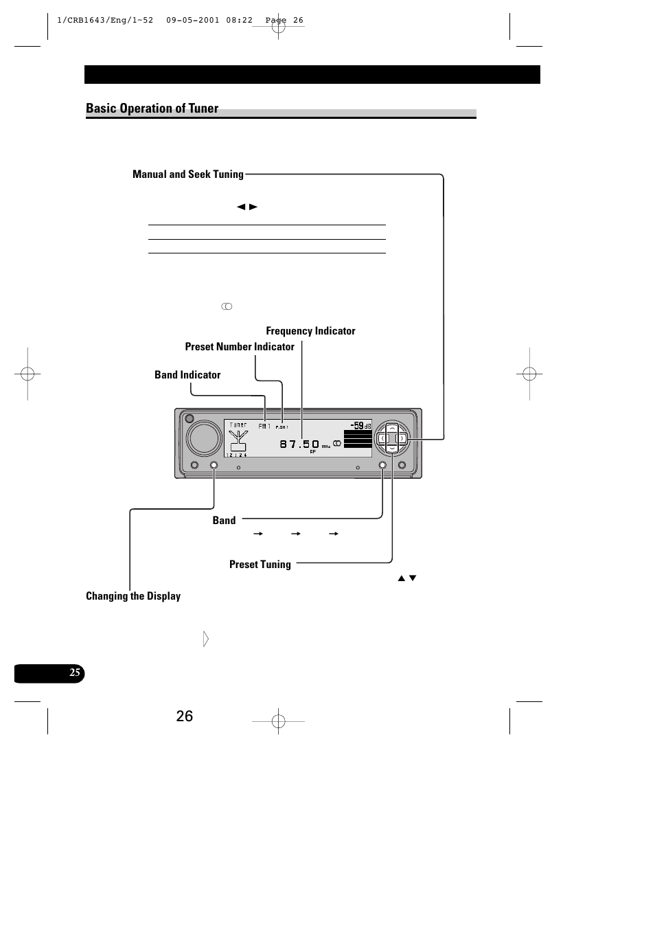 Tuner operation, Basic operation of tuner | Pioneer DEX-P9R User Manual | Page 26 / 96