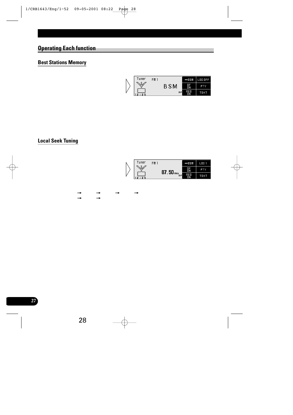 Tuner operation, Operating each function | Pioneer DEX-P9R User Manual | Page 28 / 96