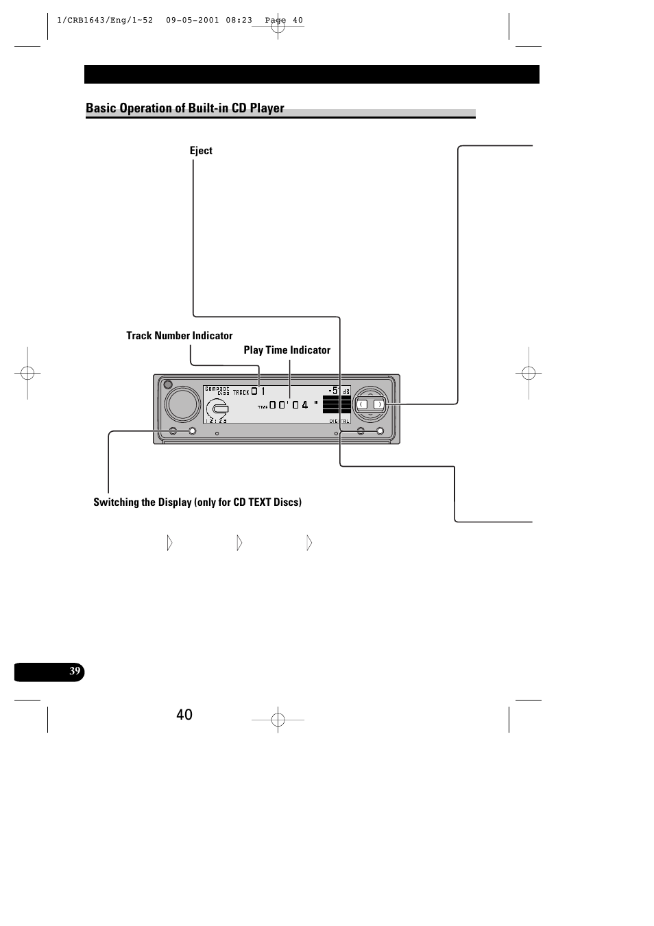 Built-in cd player operation, Basic operation of built-in cd player | Pioneer DEX-P9R User Manual | Page 40 / 96