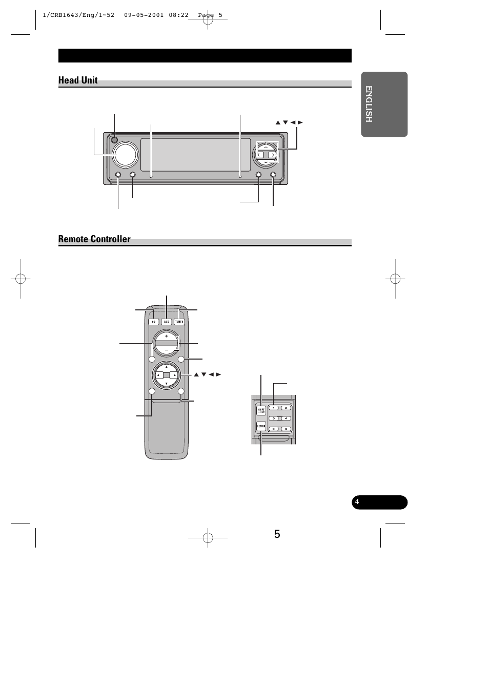 5key finder, Head unit remote controller | Pioneer DEX-P9R User Manual | Page 5 / 96