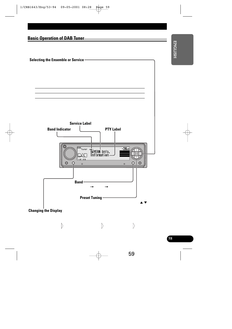 Dab tuner operation, Basic operation of dab tuner | Pioneer DEX-P9R User Manual | Page 59 / 96
