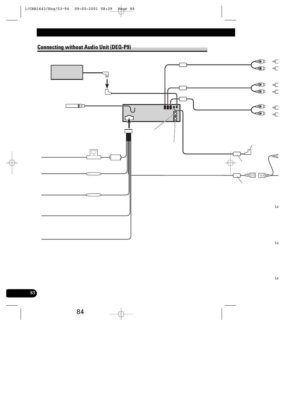 Connecting the units, Connecting without audio unit (deq-p9) | Pioneer DEX-P9R User Manual | Page 84 / 96