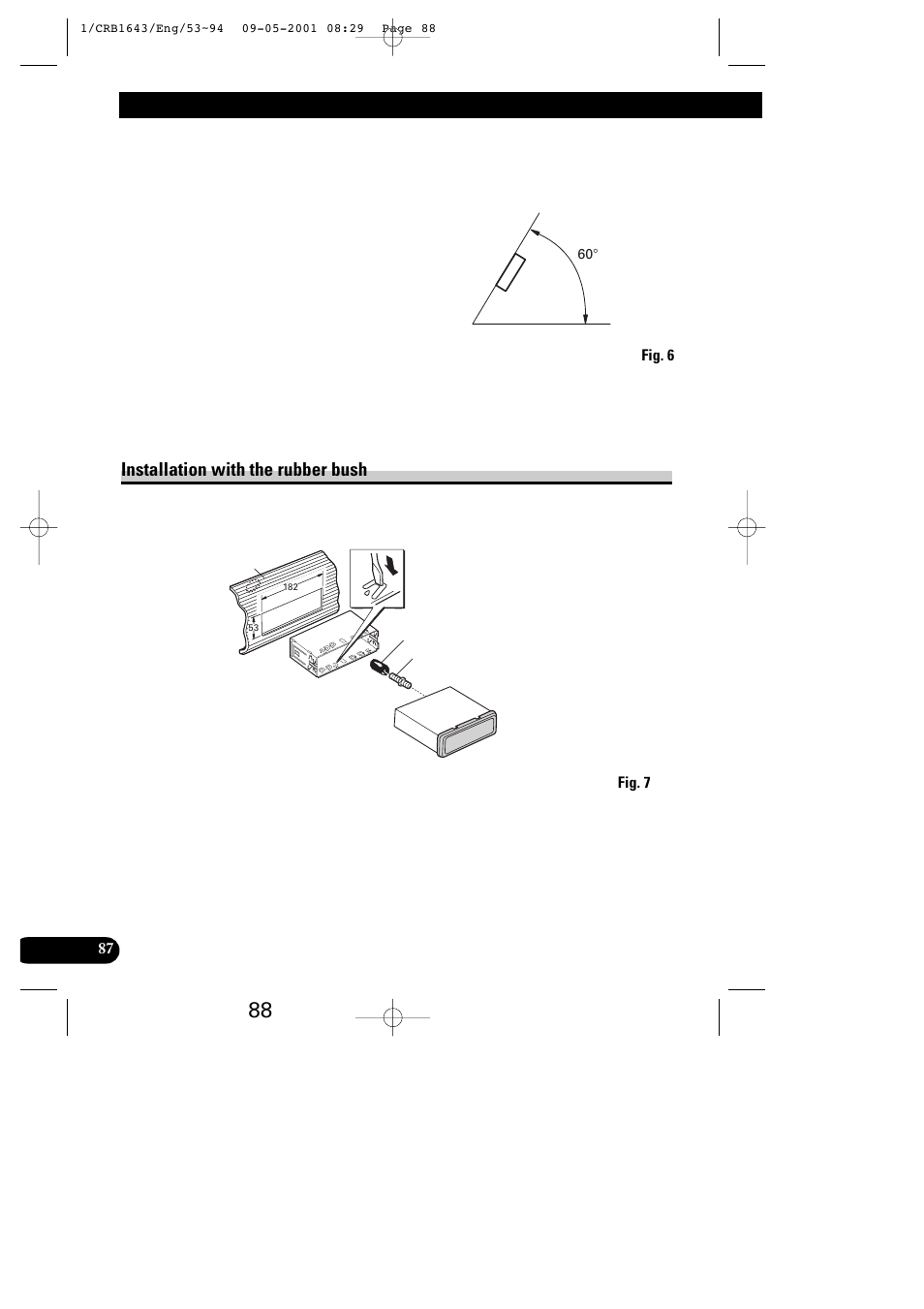 Installation, Installation with the rubber bush | Pioneer DEX-P9R User Manual | Page 88 / 96