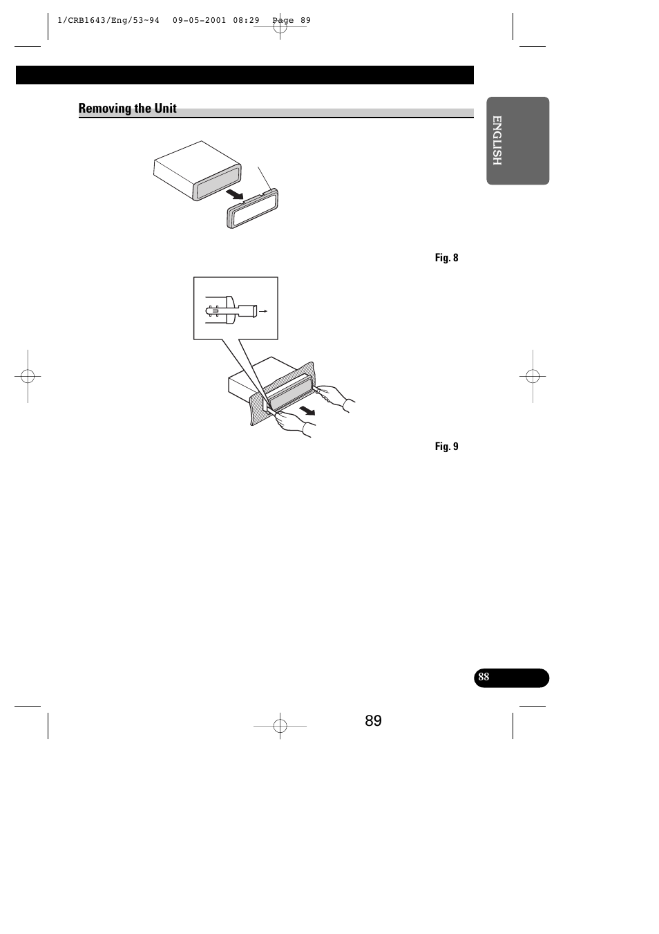 Removing the unit | Pioneer DEX-P9R User Manual | Page 89 / 96