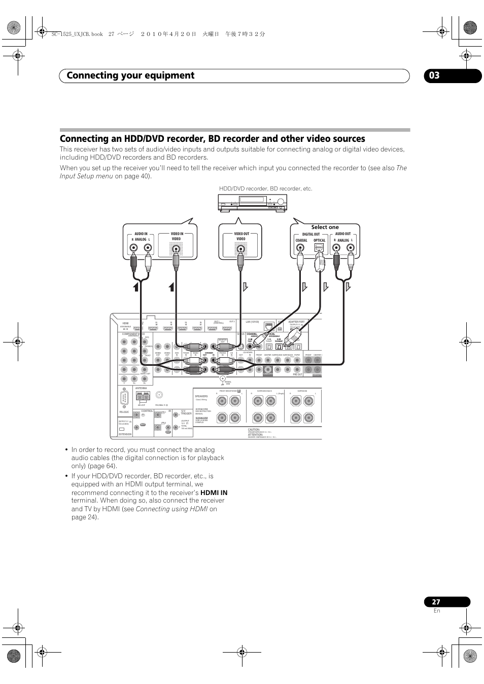 Connecting your equipment 03 | Pioneer SC-1525-K User Manual | Page 27 / 116
