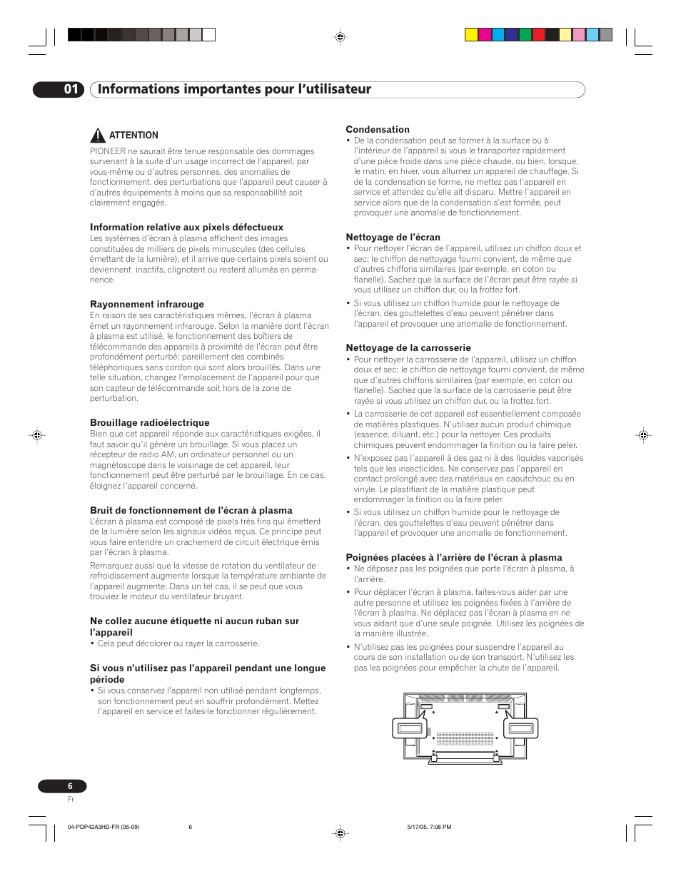 01 informations importantes pour l’utilisateur | Pioneer PureVision PDP 42A3HD User Manual | Page 50 / 134