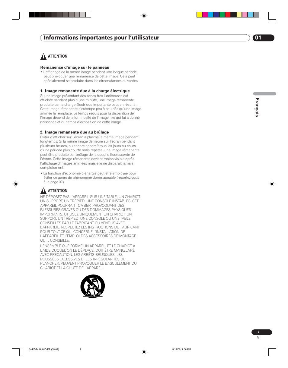 01 informations importantes pour l’utilisateur, Français | Pioneer PureVision PDP 42A3HD User Manual | Page 51 / 134