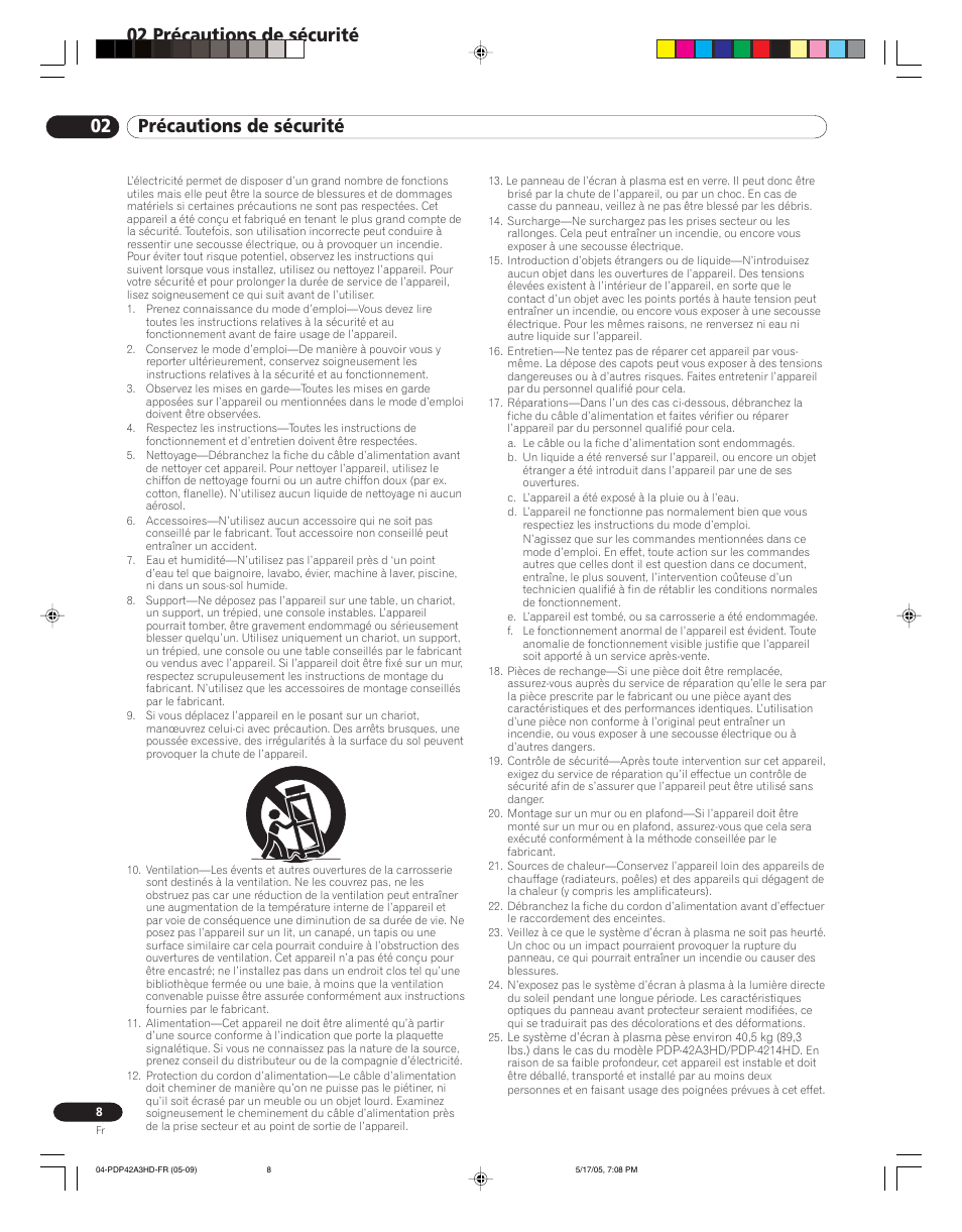 02 précautions de sécurité | Pioneer PureVision PDP 42A3HD User Manual | Page 52 / 134