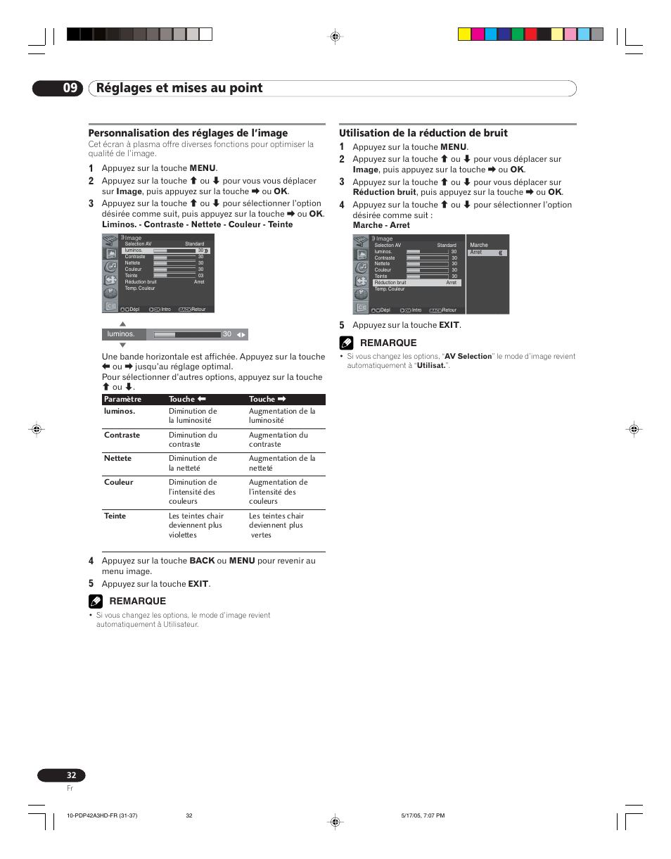 09 réglages et mises au point | Pioneer PureVision PDP 42A3HD User Manual | Page 76 / 134