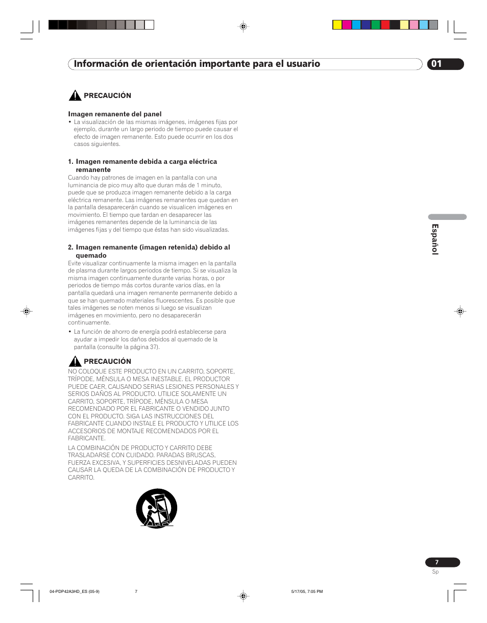 Español | Pioneer PureVision PDP 42A3HD User Manual | Page 95 / 134