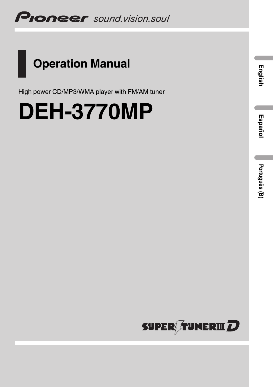 Pioneer DEH-3770MP User Manual | 87 pages