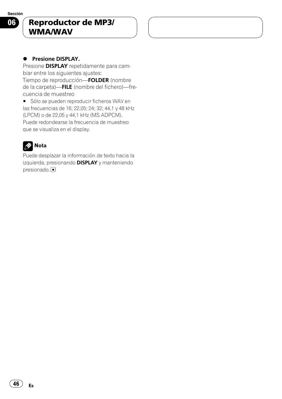 Reproductor de mp3/ wma/wav | Pioneer DEH-3770MP User Manual | Page 46 / 87