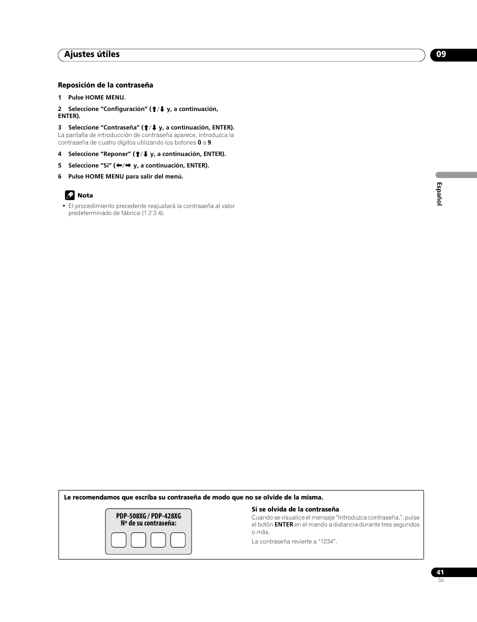 Ajustes útiles 09 | Pioneer PDP-428XG User Manual | Page 107 / 266