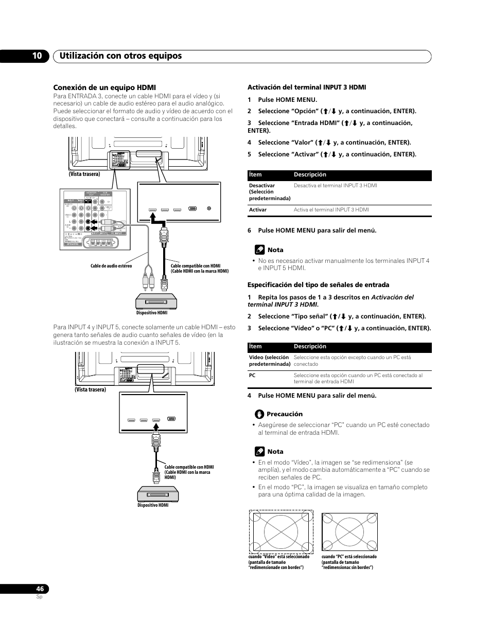 Utilización con otros equipos 10 | Pioneer PDP-428XG User Manual | Page 112 / 266