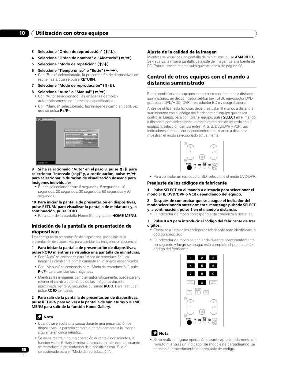 Utilización con otros equipos 10 | Pioneer PDP-428XG User Manual | Page 116 / 266