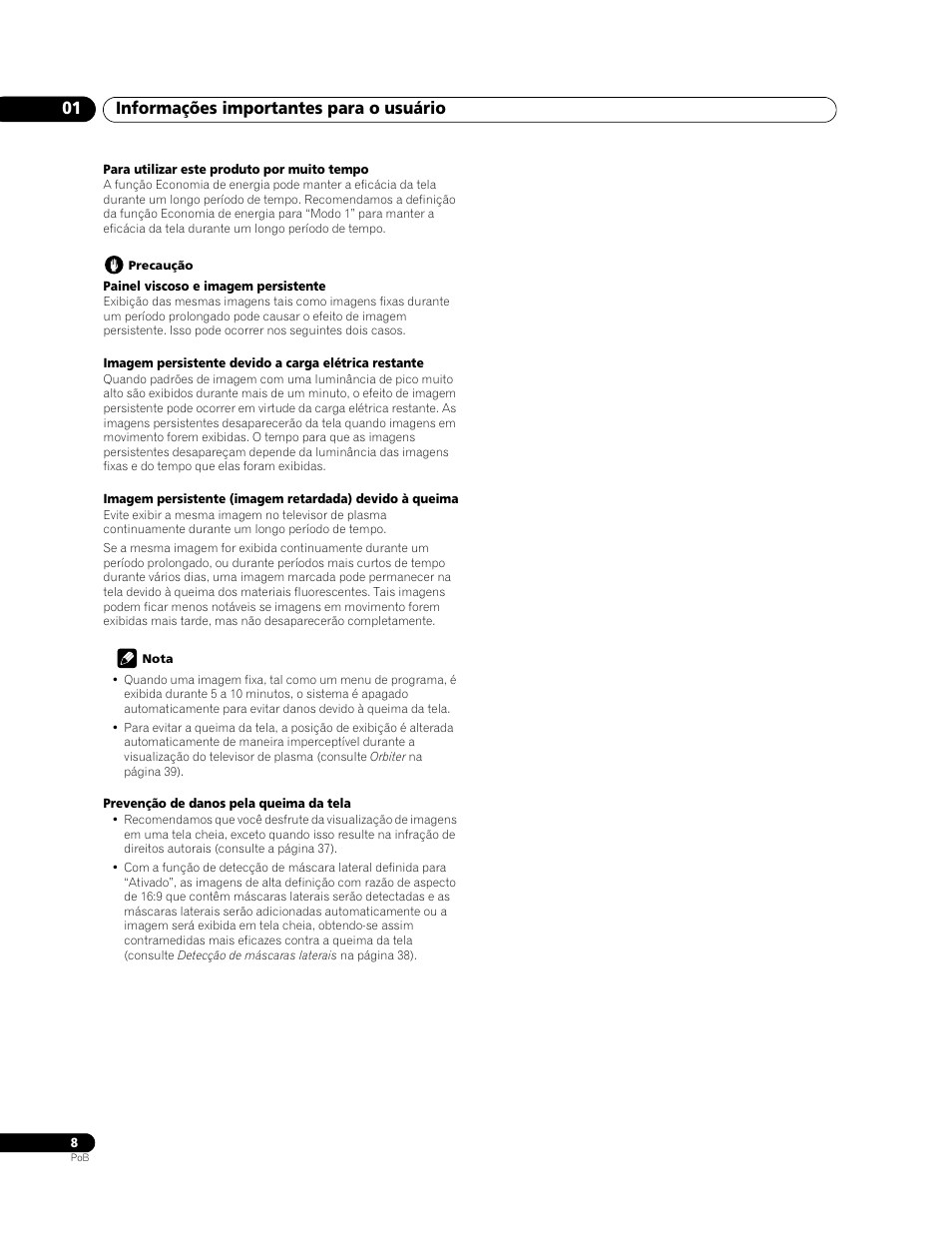 Informações importantes para o usuário 01 | Pioneer PDP-428XG User Manual | Page 140 / 266