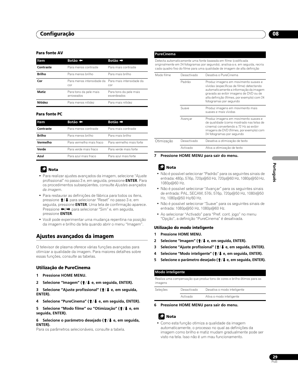 Ajustes avançados da imagem, Configuração 08 | Pioneer PDP-428XG User Manual | Page 161 / 266