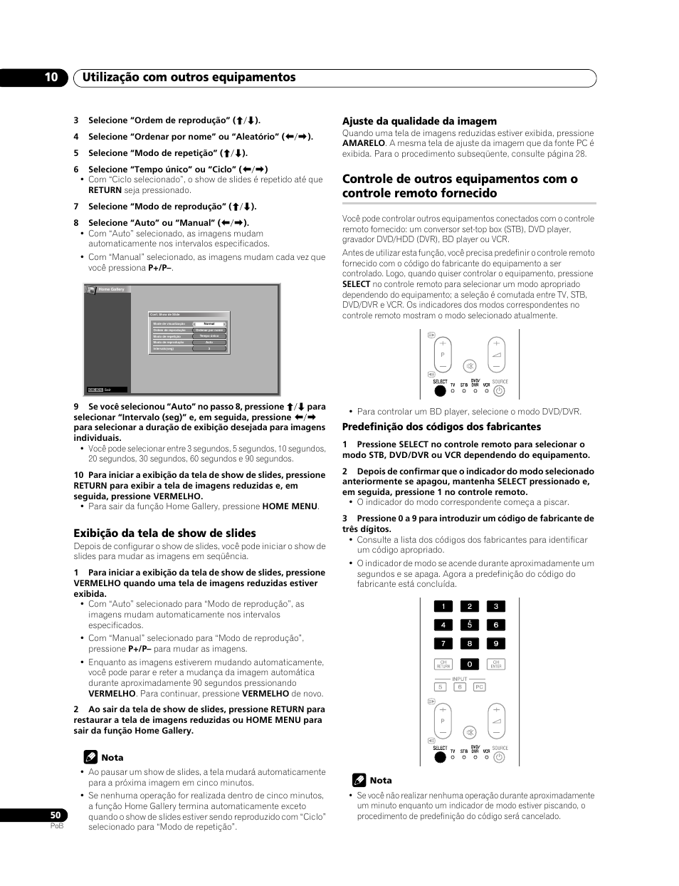 Utilização com outros equipamentos 10, Exibição da tela de show de slides | Pioneer PDP-428XG User Manual | Page 182 / 266