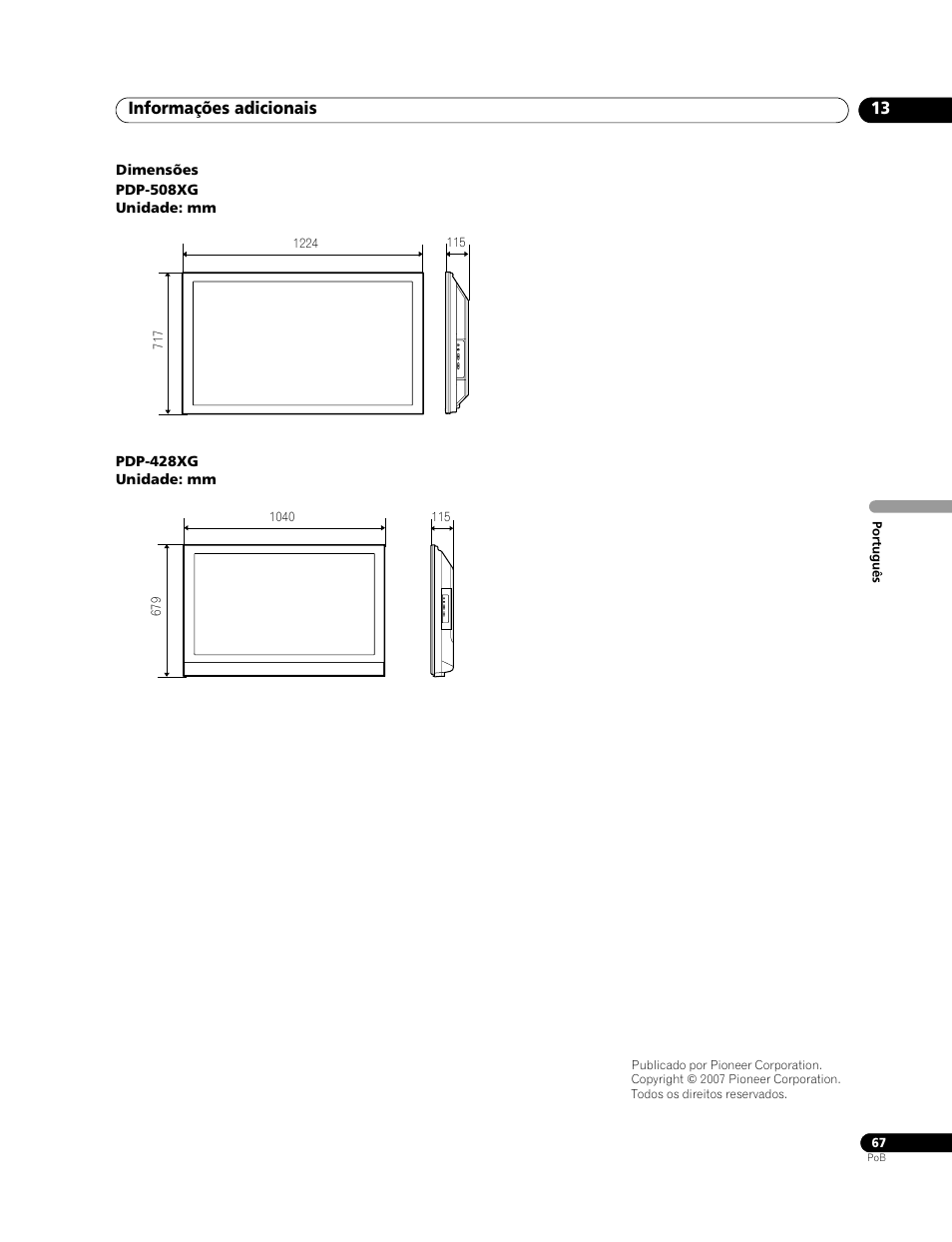 Informações adicionais 13 | Pioneer PDP-428XG User Manual | Page 199 / 266