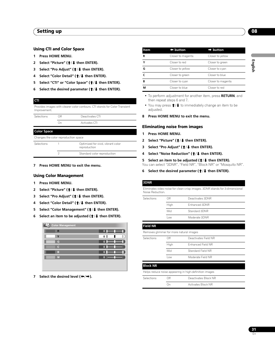 Setting up 08 | Pioneer PDP-428XG User Manual | Page 31 / 266
