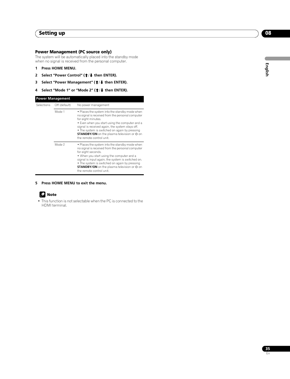 Setting up 08 | Pioneer PDP-428XG User Manual | Page 35 / 266
