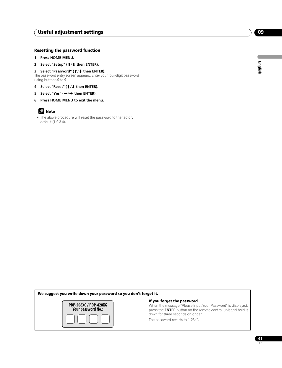 Useful adjustment settings 09 | Pioneer PDP-428XG User Manual | Page 41 / 266