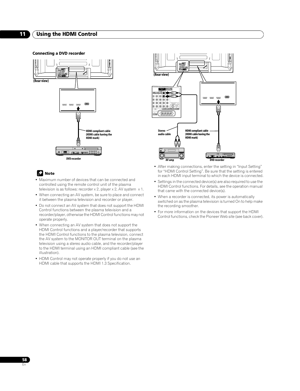 Using the hdmi control 11 | Pioneer PDP-428XG User Manual | Page 58 / 266