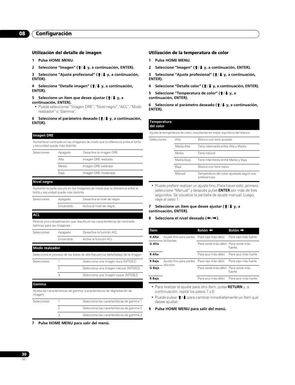 Configuración 08 | Pioneer PDP-428XG User Manual | Page 96 / 266