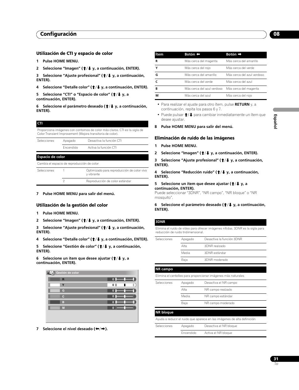 Configuración 08 | Pioneer PDP-428XG User Manual | Page 97 / 266