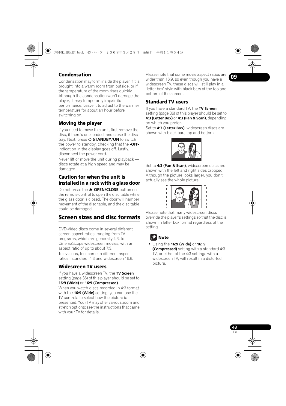 Screen sizes and disc formats | Pioneer DV-410V-S  EN User Manual | Page 43 / 52