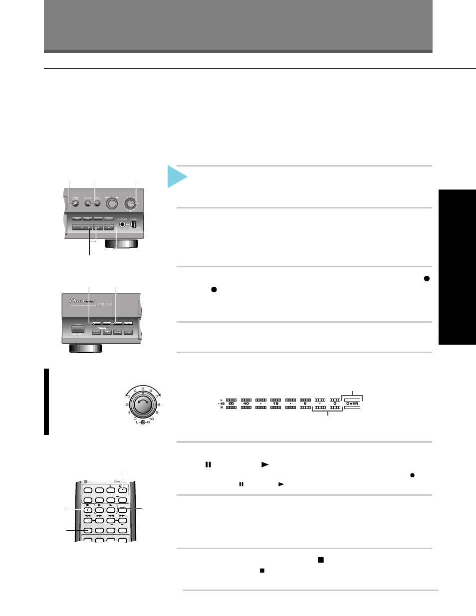 Recording an analog source, Basic playback and recording, Load a cd–r or cd–rw disc | Press input selector to choose analog input, Start playing the source, Restart playback of the source material, When you're done, press 7 (stop) | Pioneer PDR-509 User Manual | Page 25 / 40