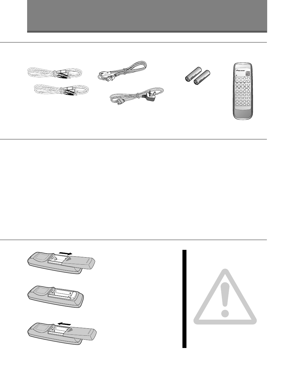 Before you start, Checking what’s in the box, Using this manual | Putting the batteries in the remote control, Set up, Operation, Caution | Pioneer PDR-509 User Manual | Page 6 / 40