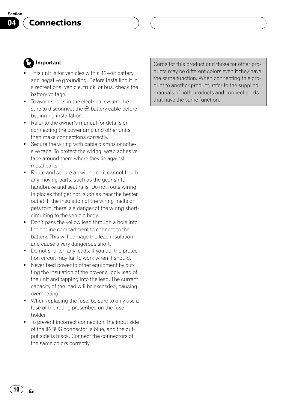 Connections | Pioneer CD-IB100 User Manual | Page 10 / 69