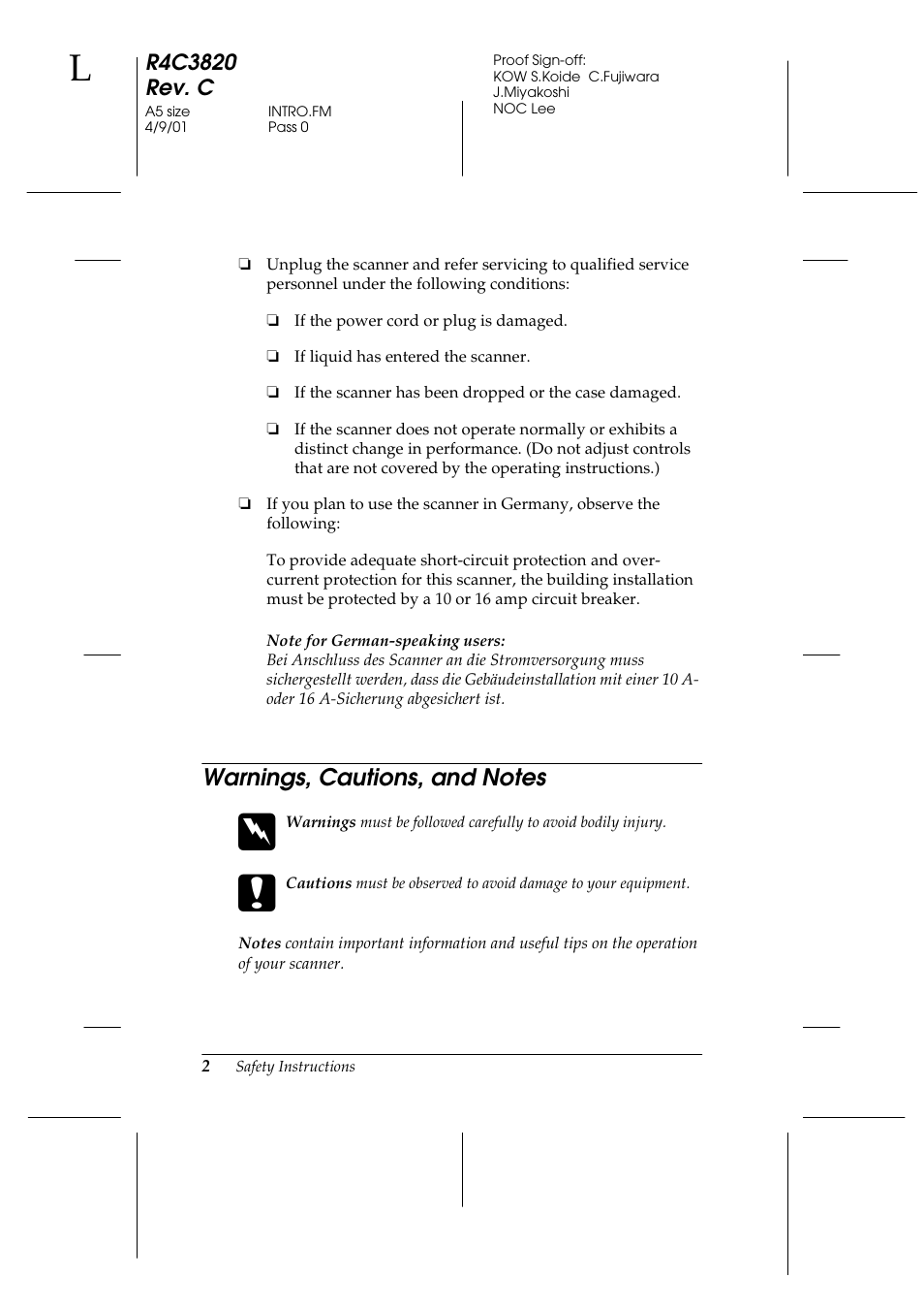 Warnings, cautions, and notes | Epson GT-30000 User Manual | Page 10 / 140