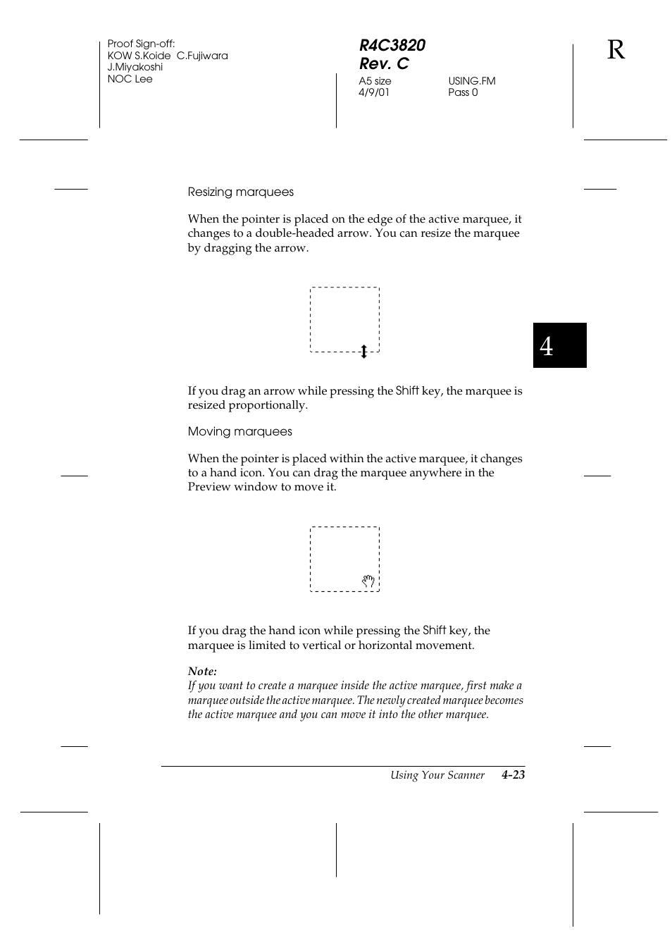 Resizing marquees, Moving marquees | Epson GT-30000 User Manual | Page 107 / 140