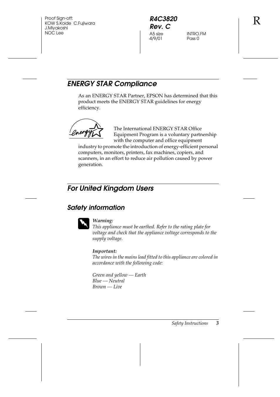 Energy star compliance, For united kingdom users, Safety information | Energy star compliance for united kingdom users | Epson GT-30000 User Manual | Page 11 / 140