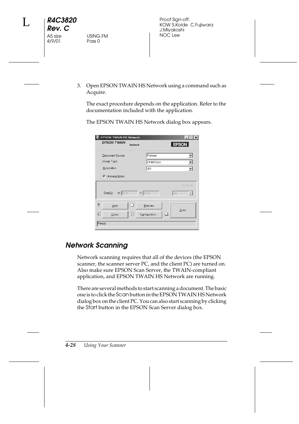 Network scanning, Network scanning -28 | Epson GT-30000 User Manual | Page 112 / 140