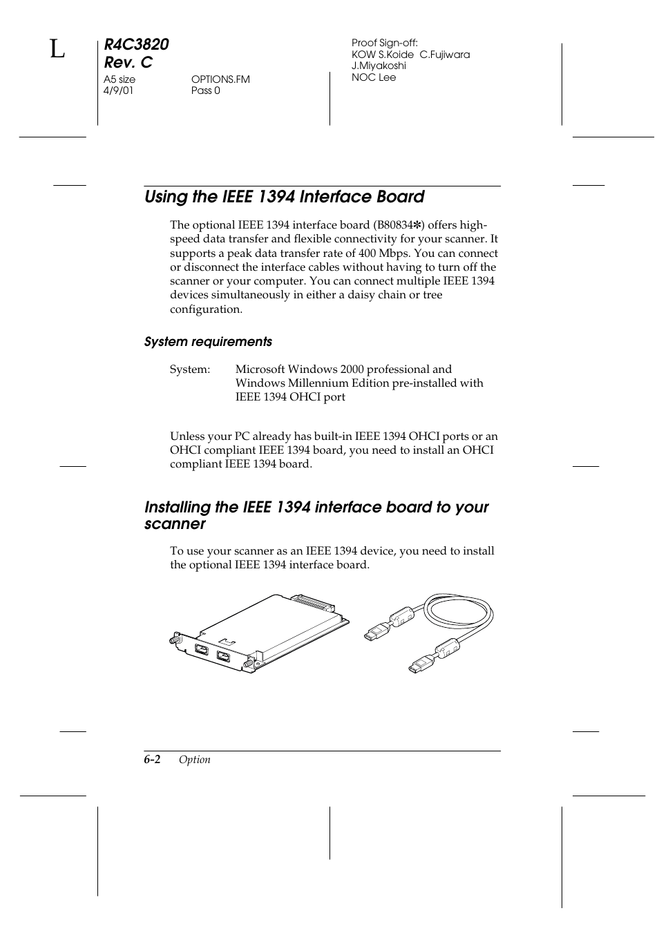 Using the ieee 1394 interface board, System requirements, Using the ieee 1394 interface board -2 | Installing the ieee 1394 interface board to your, Scanner -2 | Epson GT-30000 User Manual | Page 124 / 140