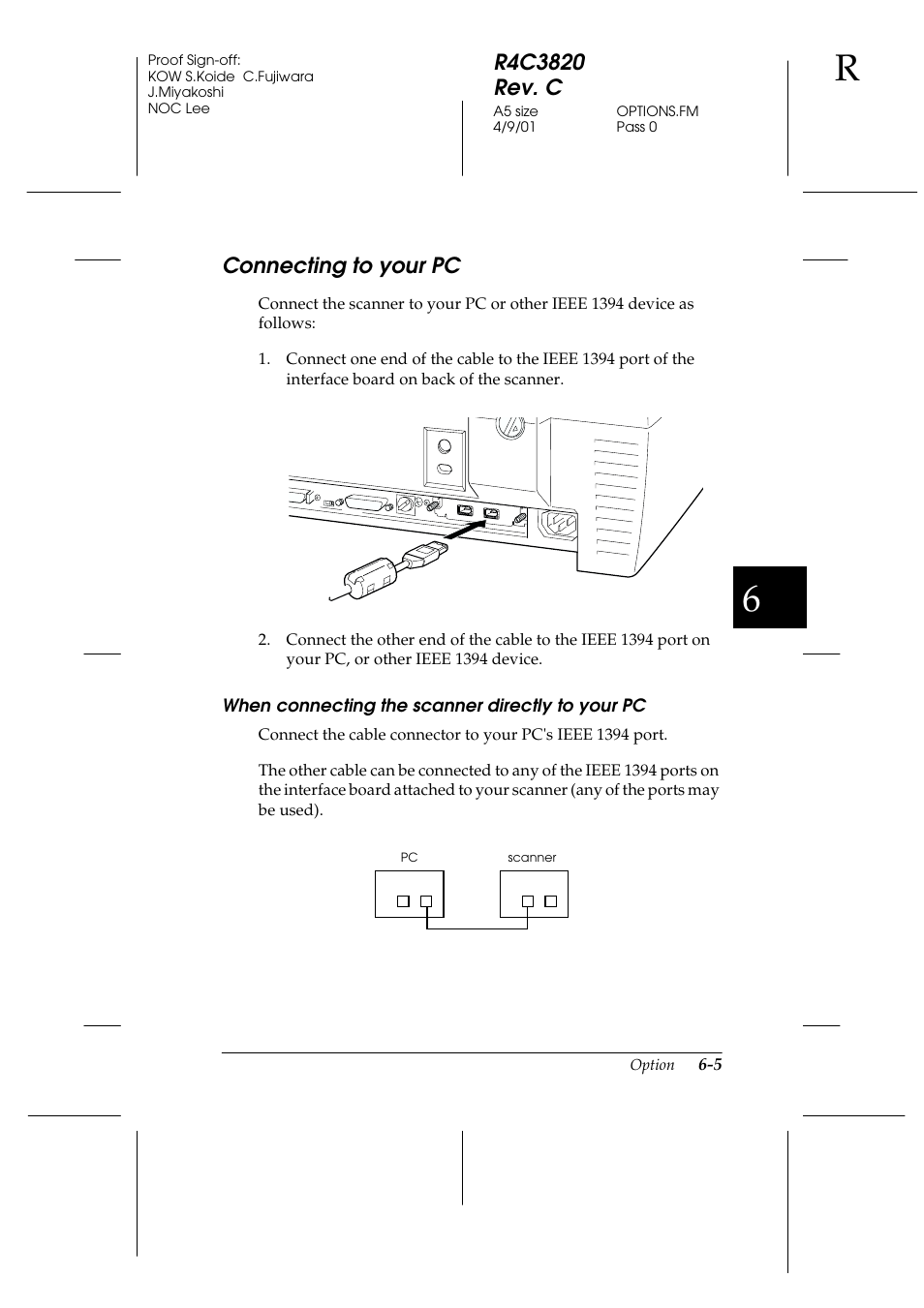 Connecting to your pc, When connecting the scanner directly to your pc, Connecting to your pc -5 | Epson GT-30000 User Manual | Page 127 / 140
