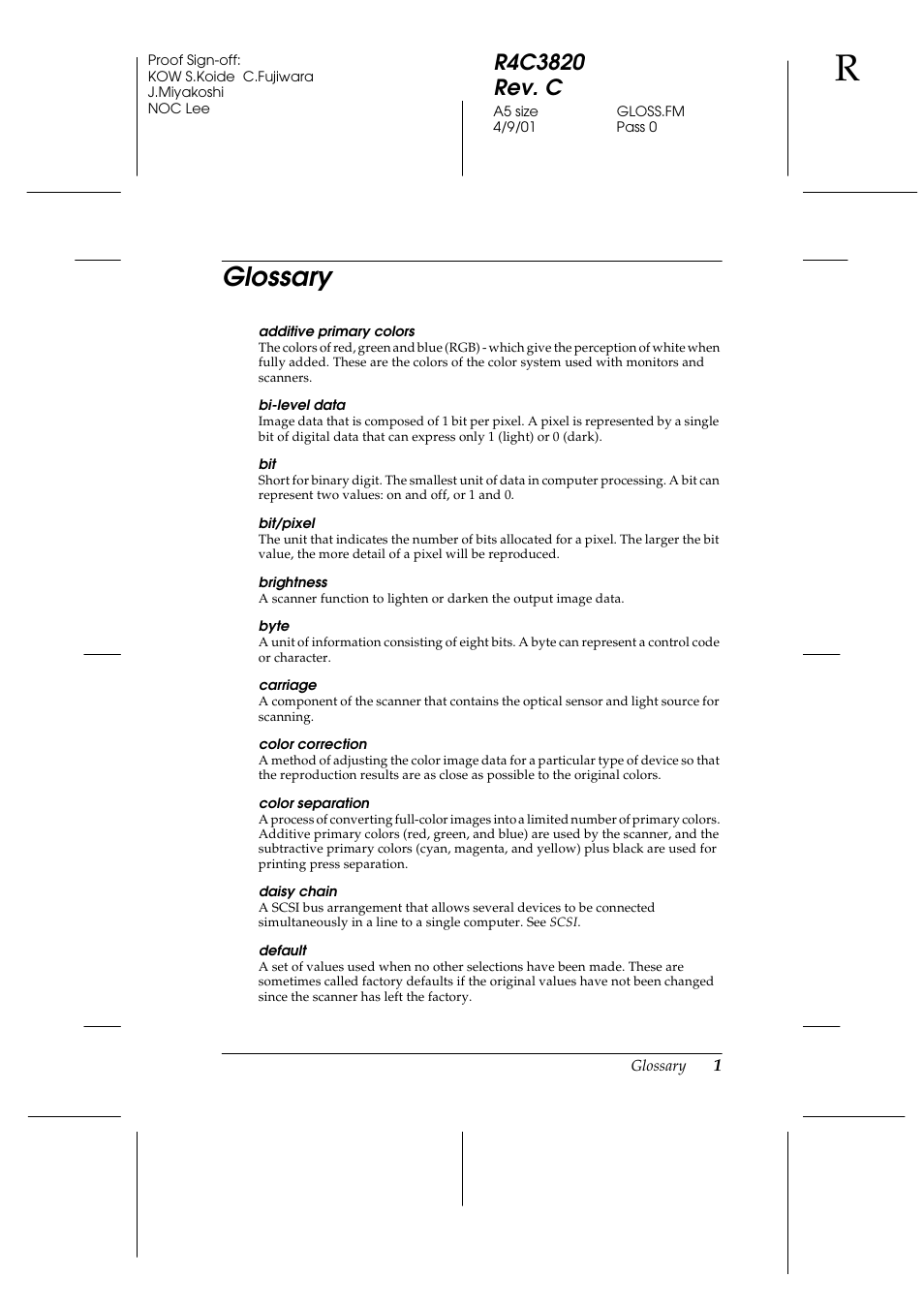 Glossary | Epson GT-30000 User Manual | Page 129 / 140