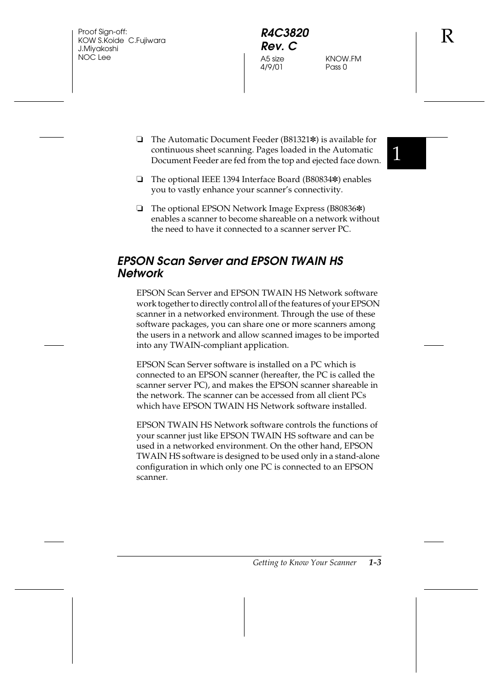 Epson scan server and epson twain hs network, Epson scan server and epson twain hs network -3 | Epson GT-30000 User Manual | Page 15 / 140