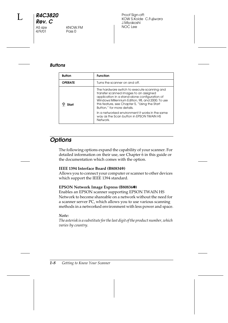 Buttons, Options, Options -8 | Epson GT-30000 User Manual | Page 20 / 140