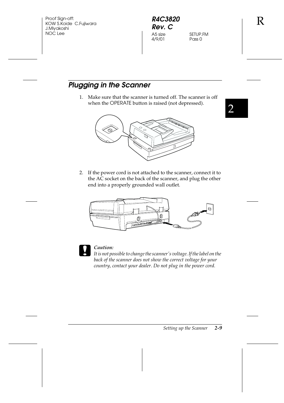 Plugging in the scanner, Plugging in the scanner -9 | Epson GT-30000 User Manual | Page 29 / 140