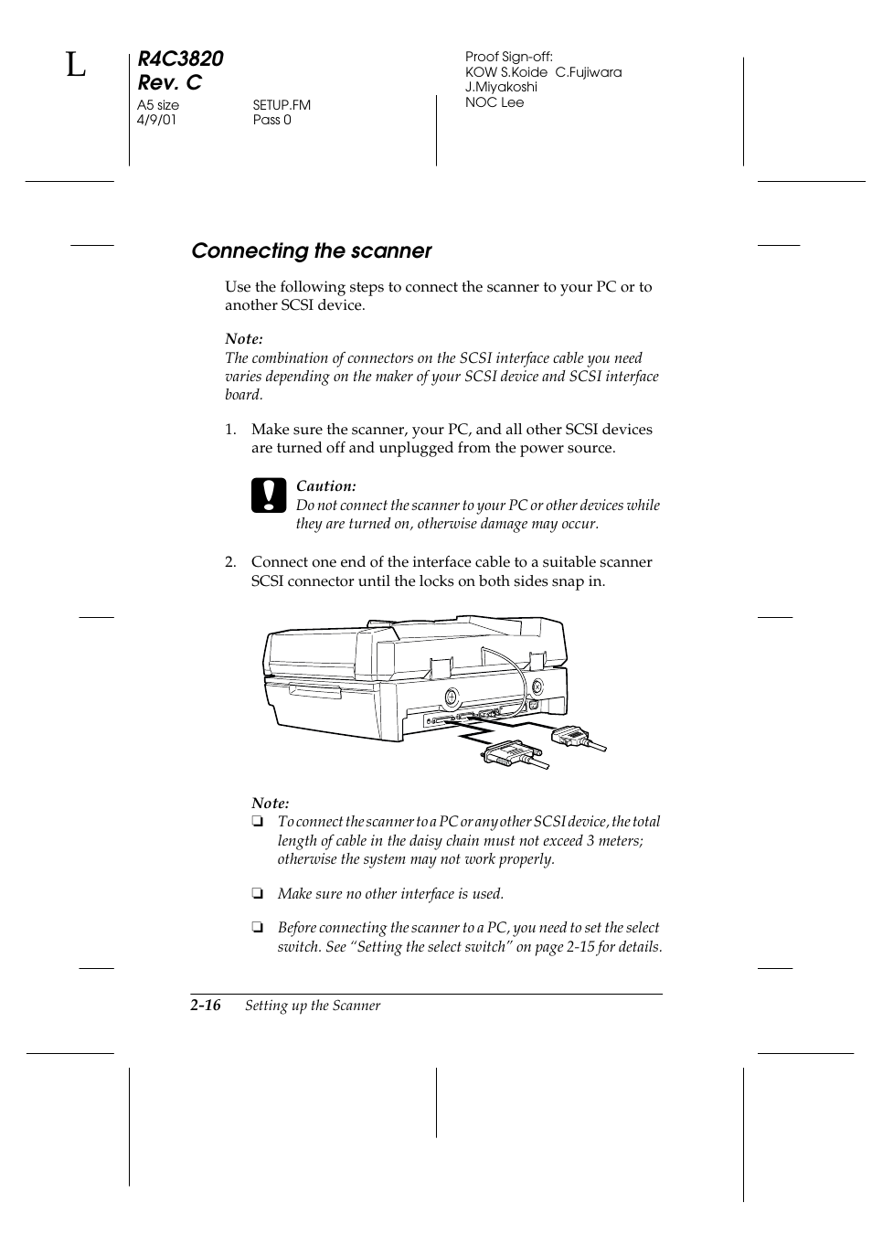 Connecting the scanner, Connecting the scanner -16 | Epson GT-30000 User Manual | Page 36 / 140