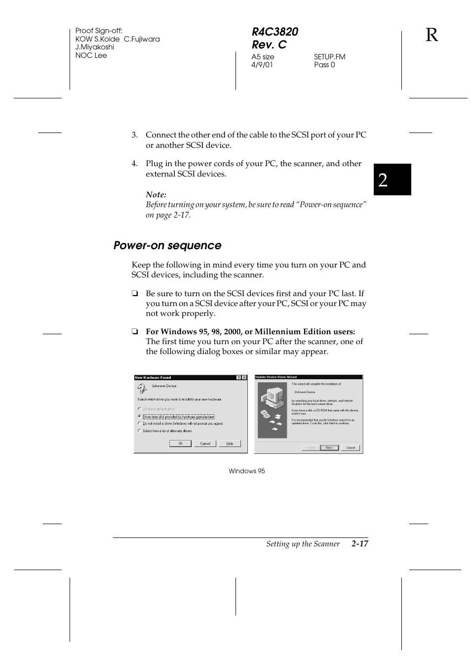 Power-on sequence, Power-on sequence -17 | Epson GT-30000 User Manual | Page 37 / 140