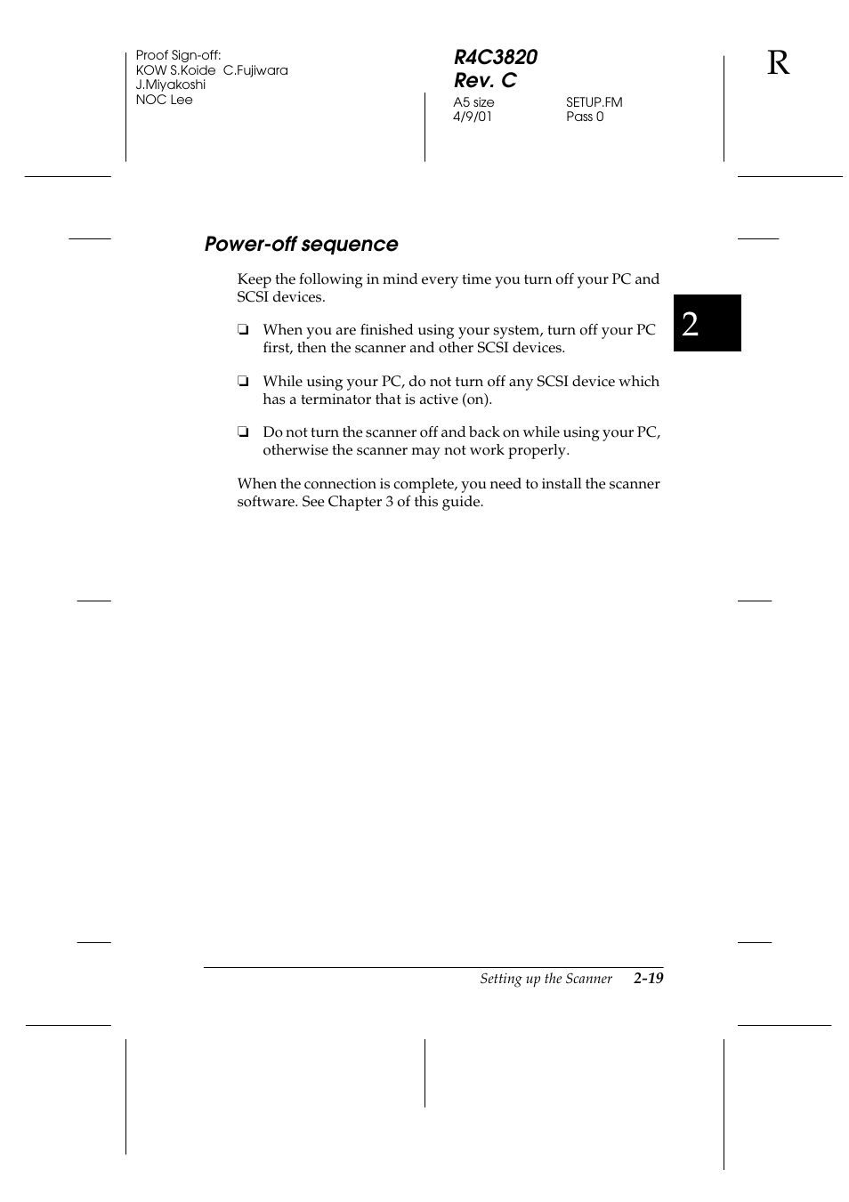 Power-off sequence, Power-off sequence -19 | Epson GT-30000 User Manual | Page 39 / 140