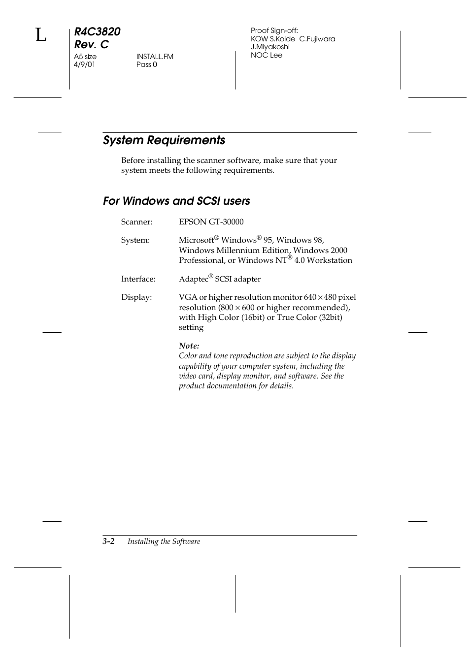 System requirements, For windows and scsi users, System requirements -2 | For windows and scsi users -2 | Epson GT-30000 User Manual | Page 42 / 140