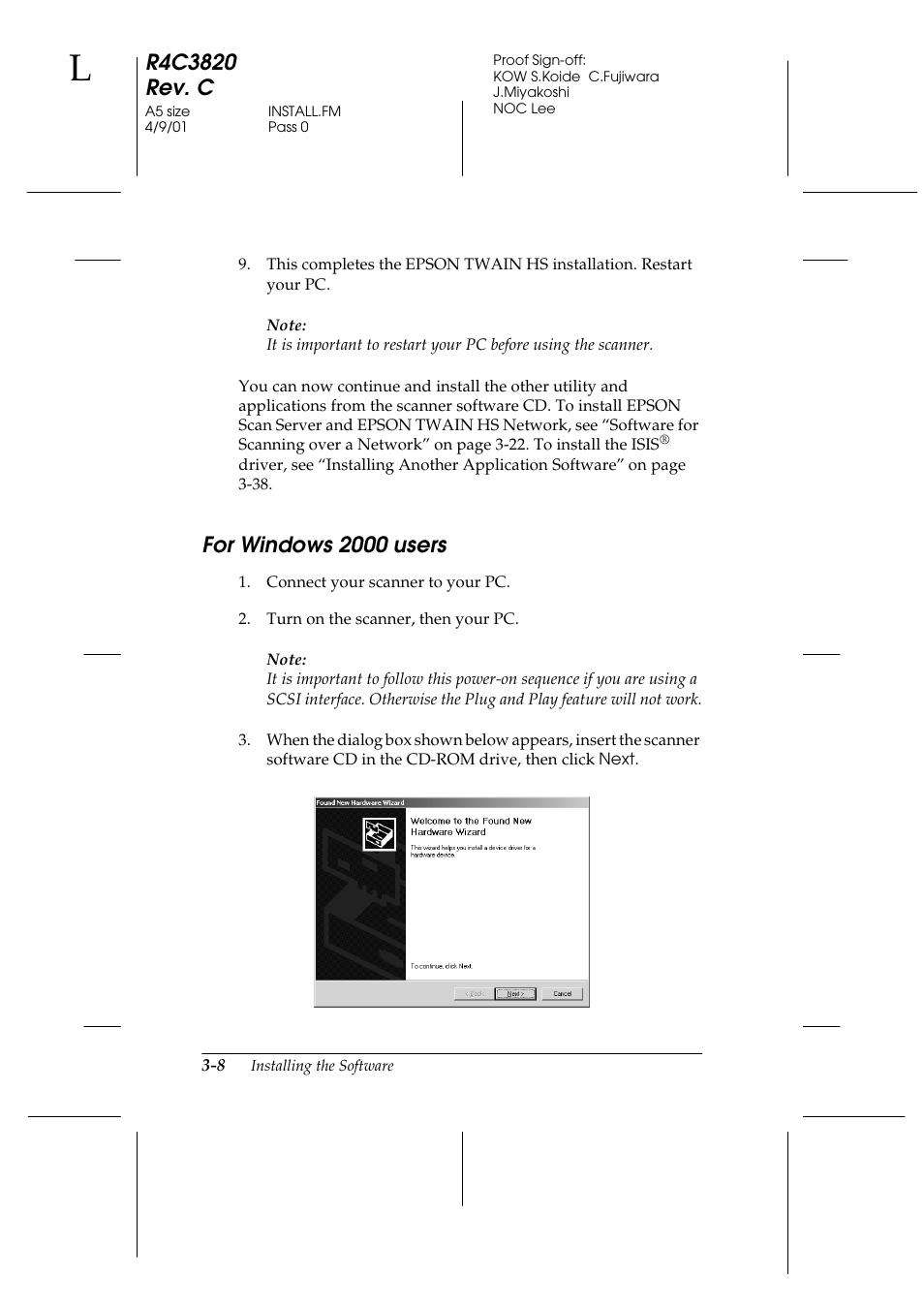 For windows 2000 users, For windows 2000 users -8 | Epson GT-30000 User Manual | Page 48 / 140