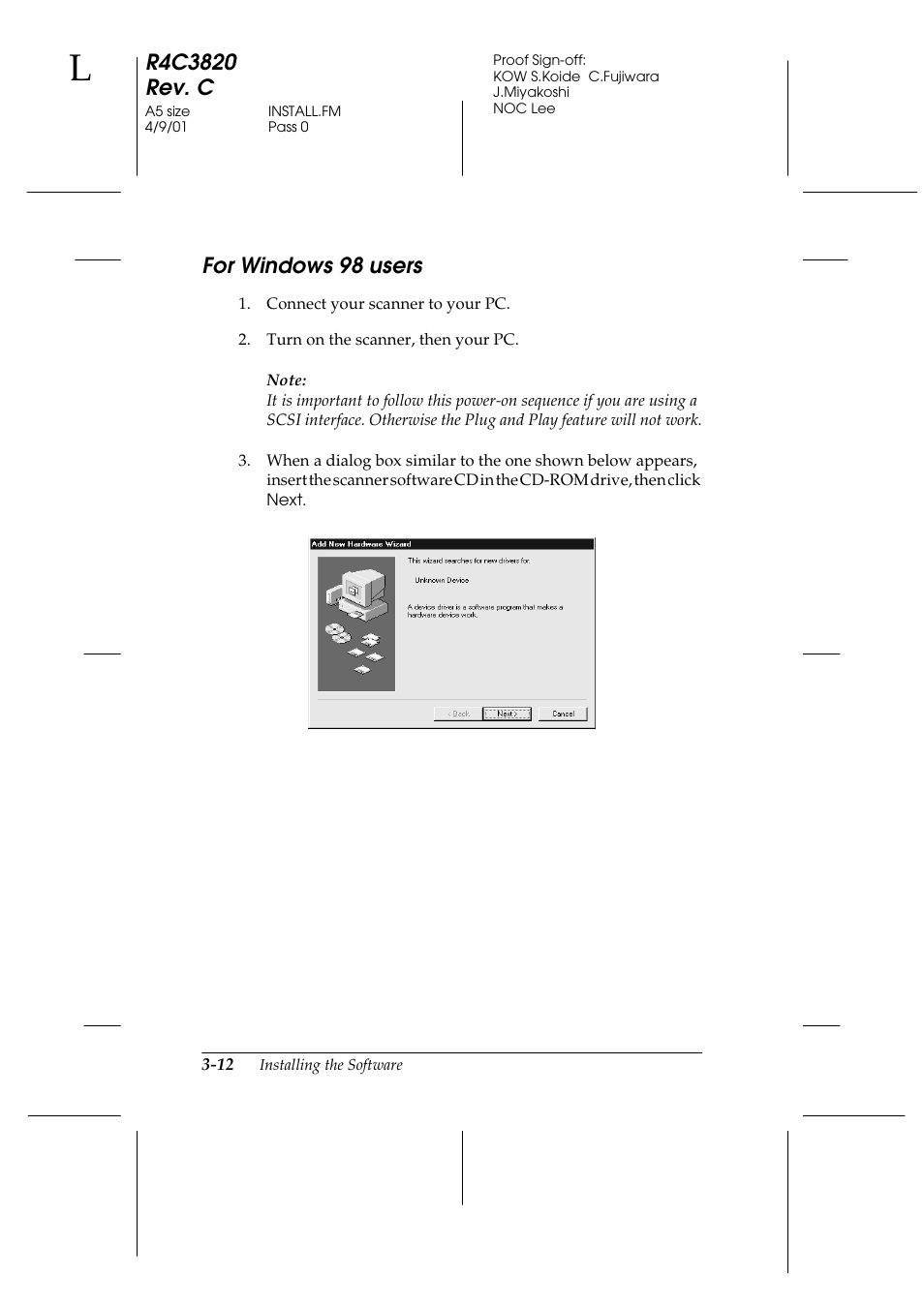 For windows 98 users, For windows 98 users -12 | Epson GT-30000 User Manual | Page 52 / 140