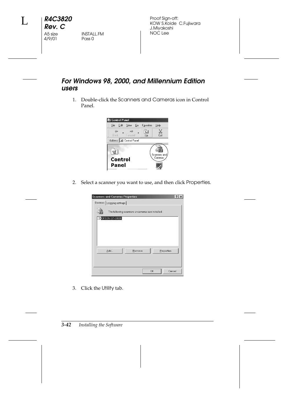 For windows 98, 2000, and millennium edition users | Epson GT-30000 User Manual | Page 82 / 140